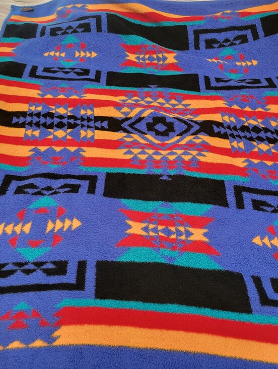 ibena Other - IBENA Blue Multi Color Aztec Southwest Throw Reversible Blanket 73x58 Turkey